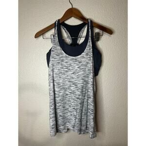 Lululemon Twist & Toil Tank with Sportsbra in Tiger Space Dye Black White 8